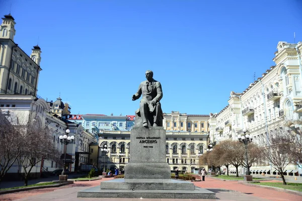 Kyiv Ukraine Avril 2019 Monument Mykola Lysenko Avec Opéra National — Photo