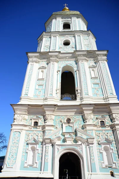 Kyiv Ukraine April 2019 Green Golden Domes Sophia Cathedral Sofiivska — Stock Photo, Image