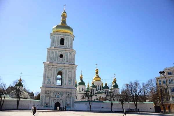 Quiiv Ucrânia Abril 2019 Cúpulas Verdes Douradas Catedral Santa Sofia — Fotografia de Stock