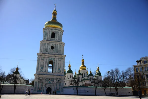 Quiiv Ucrânia Abril 2019 Cúpulas Verdes Douradas Catedral Santa Sofia — Fotografia de Stock