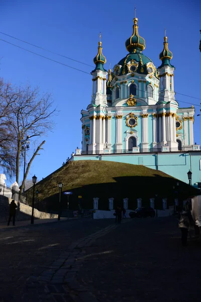 Kyiv Ukraine Április 2019 Ősi Szent András Templom Egy Nagy — Stock Fotó