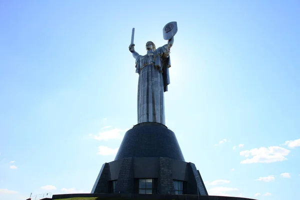 Kyiv Ukraine April 2019 Monument Motherland Sword Board Metal Ussr — Stock Photo, Image