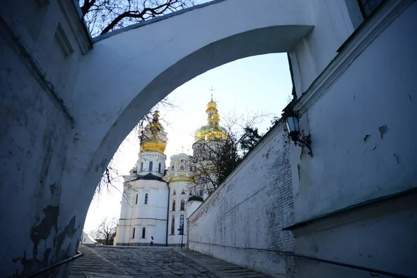 Quiiv Ucrânia Abril 2019 Vista Detalhada Igreja Ortodoxa Mosteiro Pechersk — Fotografia de Stock