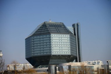 MINSK, BELARUS - 15 Nisan 2019: The National Library of Belarus - the State Institution 