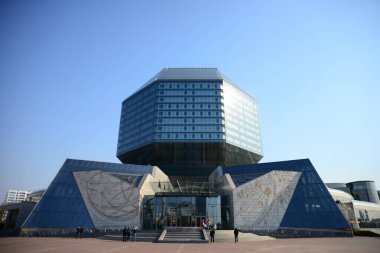 MINSK, BELARUS - 15 Nisan 2019: The National Library of Belarus - the State Institution 