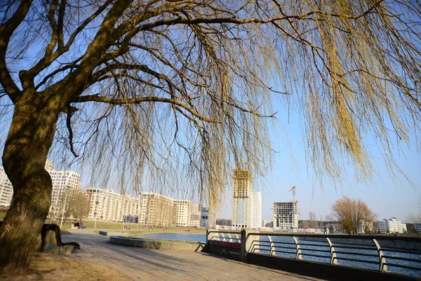 Minsk Belarus April 2019 Beautiful View Writers Park Independent Avenue — 图库照片