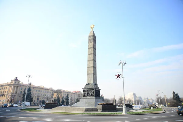 Minsk Belarus Abril 2019 Praça Vitória Com Memorial Homenagem Aos — Fotografia de Stock