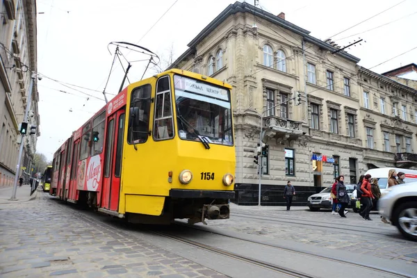 Lviv Ucrânia Abril 2019 Bonde Lviv Bonde Elétrico Lviv Ucrânia — Fotografia de Stock