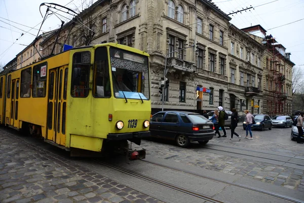 Lviv Ucrânia Abril 2019 Bonde Lviv Bonde Elétrico Lviv Ucrânia — Fotografia de Stock