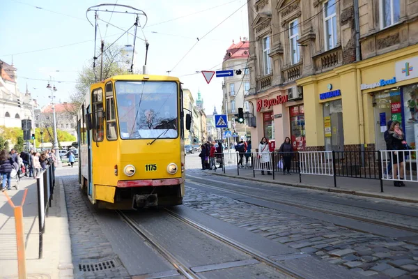 Lviv Ukraine Avril 2019 Tramway Lviv Est Tramway Électrique Situé — Photo