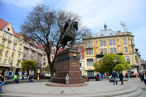 Lviv Ucrania Abril 2019 Monumento Rey Daniel Galicia Danylo Halytskyi — Foto de Stock