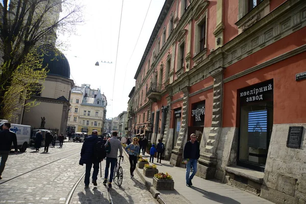 Lviv Ukraine April 2019 Det Mest Turistiga Området Lviv Rynok — Stockfoto