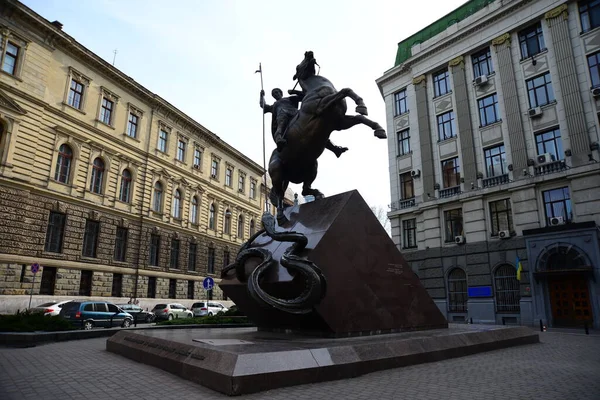 Lviv Ukraine Április 2019 Lovas Emlékmű Szent György Monument Fighters — Stock Fotó