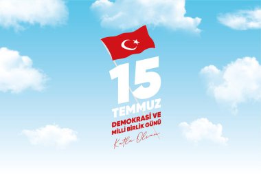 Türk bayramı Demokrasi ve Milli Birlik Gunu 15 Temmuz Türkçe çevirisi: Türkiye Demokrasi ve Milli Birlik Günü, 15 Temmuz gaziler ve şehitler. Tatille.