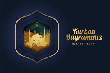 Kurban Bayramı Kurban Bayramı (Kurban Bayramin Mubarek Olsun) Müslüman cemaatinin kutsal günleri için Kurban Bayramı Özel Tasarımı (Kurban Bayramı Mübarek Olsun). İslami dekoratif geçmiş.