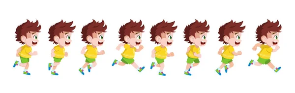 Cartoon Character Happily Running Spring Keyframes Animation — Stock Vector