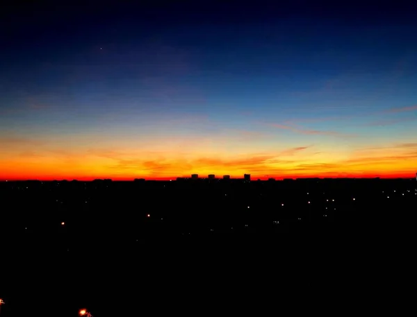 Puesta Sol Desde Cocina Oficina — Foto de Stock