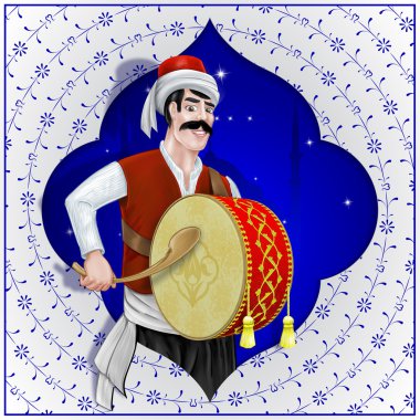 Ramadan drummer is Ottoman character illustration clipart