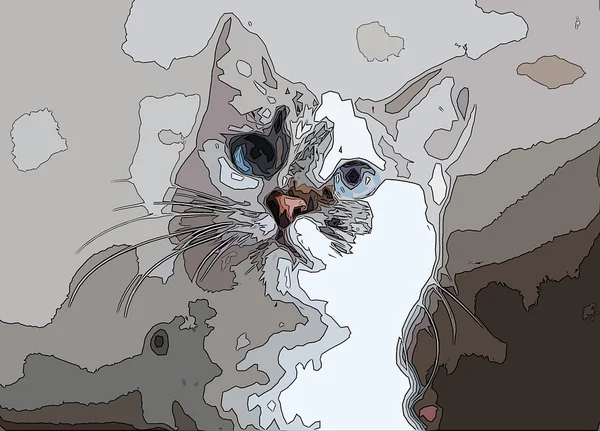 Illustration White cat portrait — Stock Photo, Image