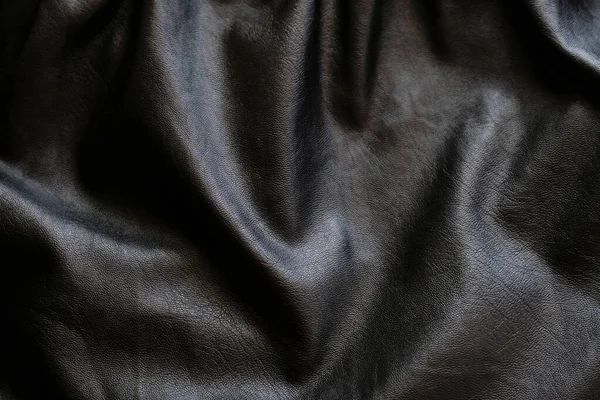 Faliste Czarne Skórzane Tło Tekstura Miejsce Projektowania — Zdjęcie stockowe