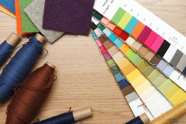 Fabric swatches and work in progress — Stock Photo, Image