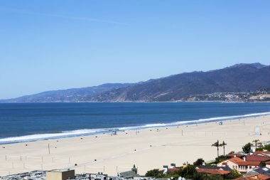 Pasifik Okyanusu ve açık bir günde, Santa Monica. 