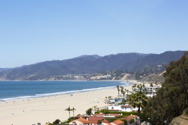 Pasifik Okyanusu ve açık bir günde, Santa Monica. 