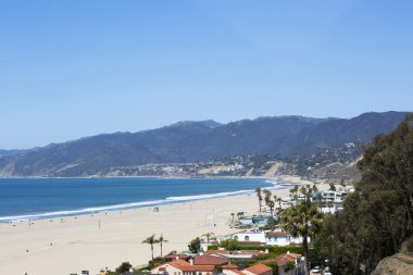 Pasifik Okyanusu ve açık bir günde, Santa Monica. 