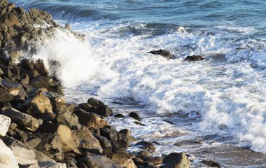 Pasifik Okyanusu, plaj manzara dalgaları.
