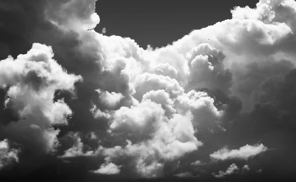 Толстые пушистые облака высоко в небе, пейзаж . Стоковое Изображение