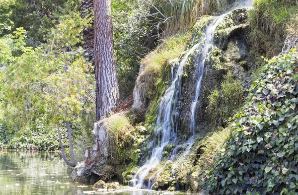 Waterfall in the meditation Garden in Santa Monica, United States.