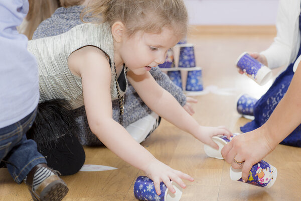 Portrait of a child during the game. 