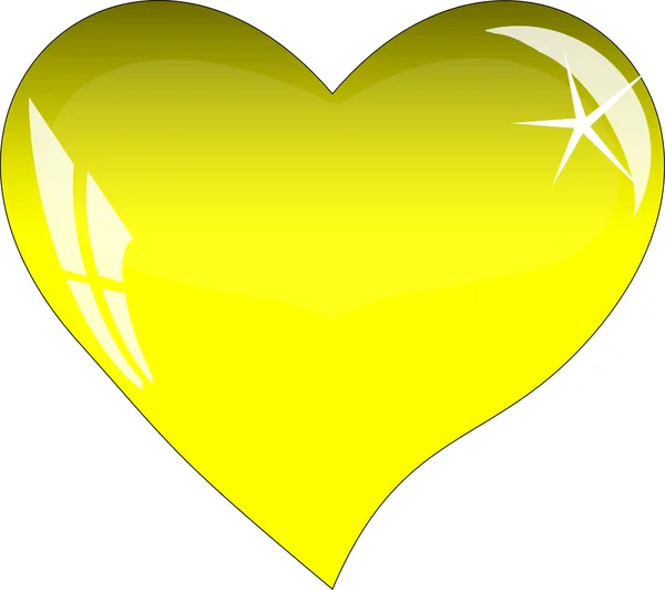 Cuore di vetro giallo . — Vettoriale Stock