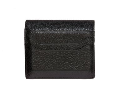 Beyaz arka planda siyah deri cüzdan.