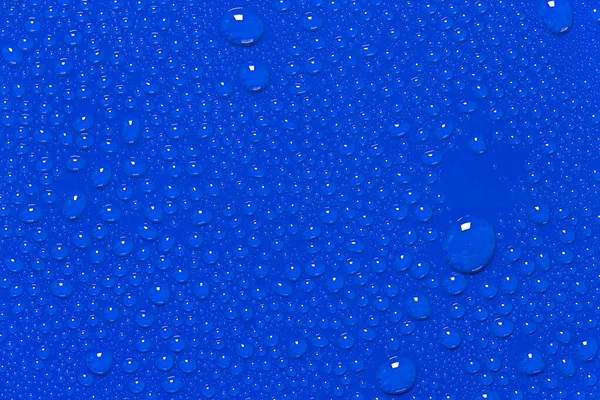 Gotas Água Fundo Azul — Fotografia de Stock