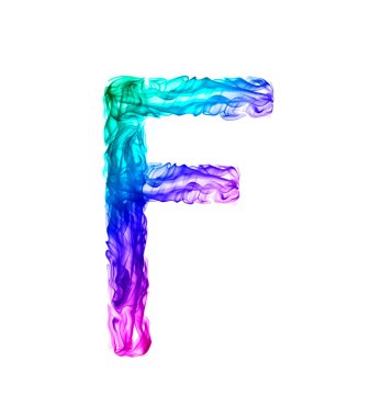 Duman, gökkuşağı rengi, F harfi.