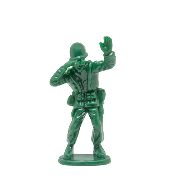 Beyaz arka planda minyatür oyuncak asker, yakın plan