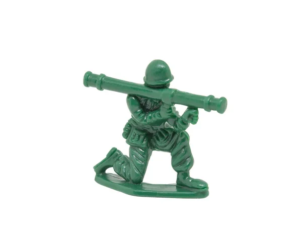 Miniaturowy Żołnierz Zabawki Białym Tle Zbliżenie — Zdjęcie stockowe