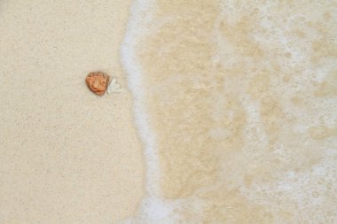 Kumlu sahilde denizin yumuşak dalgası