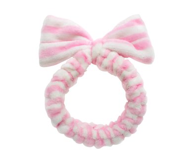 Beyaz arkaplanda izole edilmiş pembe saç bandı.