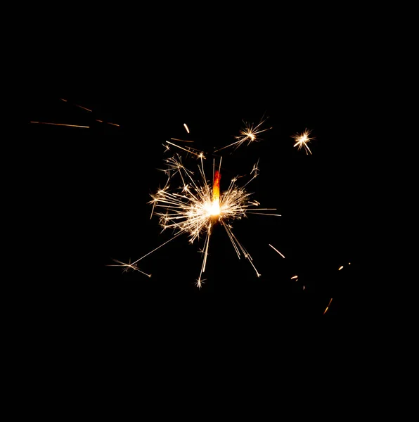 Burning Sparkler Isolated Black Background — Stock Photo, Image