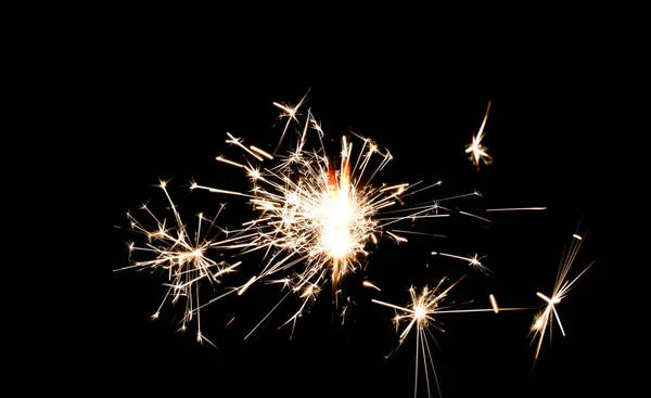 Burning Sparkler Isolated Black Background — Stock Photo, Image