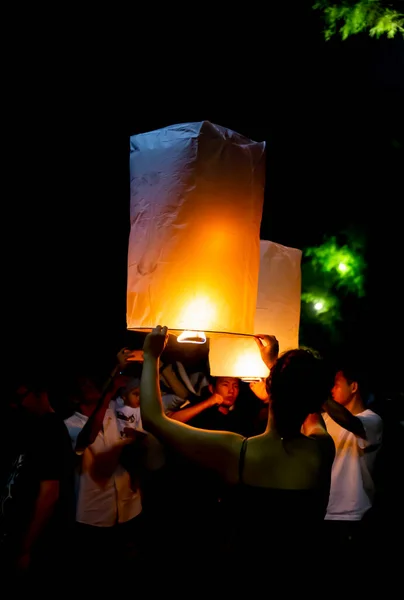 Loy Krathong Peng Lantern Festival Chiang Mai Thailand November 2019 — Stock Photo, Image
