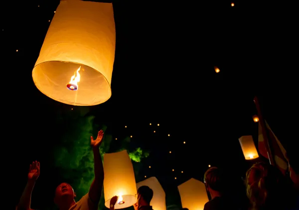 Loy Krathong Peng Lantern Festival Chiang Mai Thailand November 2019 — Stock Photo, Image