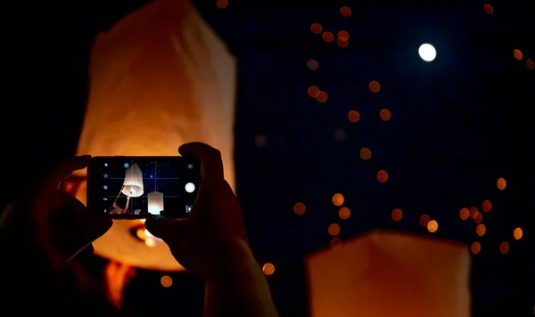 Beautiful Unfounded Peng Festival Loy Krathong Day Chiang Mai Thailand — Stock Photo, Image