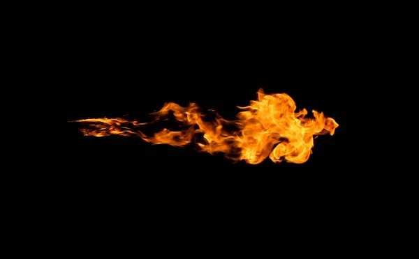 Flammes Feu Sur Fond Noir — Photo