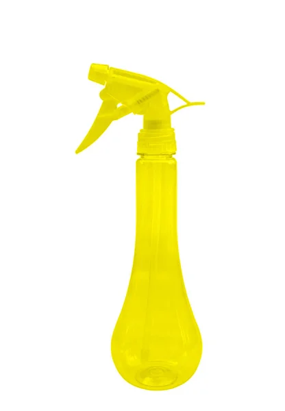 Żółta Butelka Plastikowym Sprayem Izolowana Białym Tle — Zdjęcie stockowe