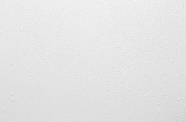 Gri arkaplana düşen yağmur damlaları kavramı yüzeyinde kabarcıklar olan soyut ıslak beyaz yüzey yaratıcı pankart tasarımı için gerçekçi saf su damlası suyu damlaları.