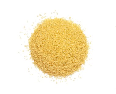 beyaz zemin üzerinde kahverengi şeker, üst görünüm