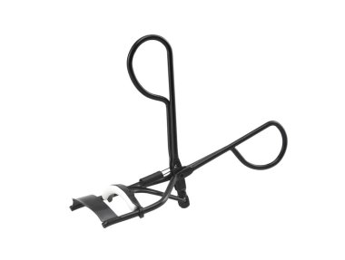 Beyaz arkaplanda siyah kirpik bigudisi izole edildi